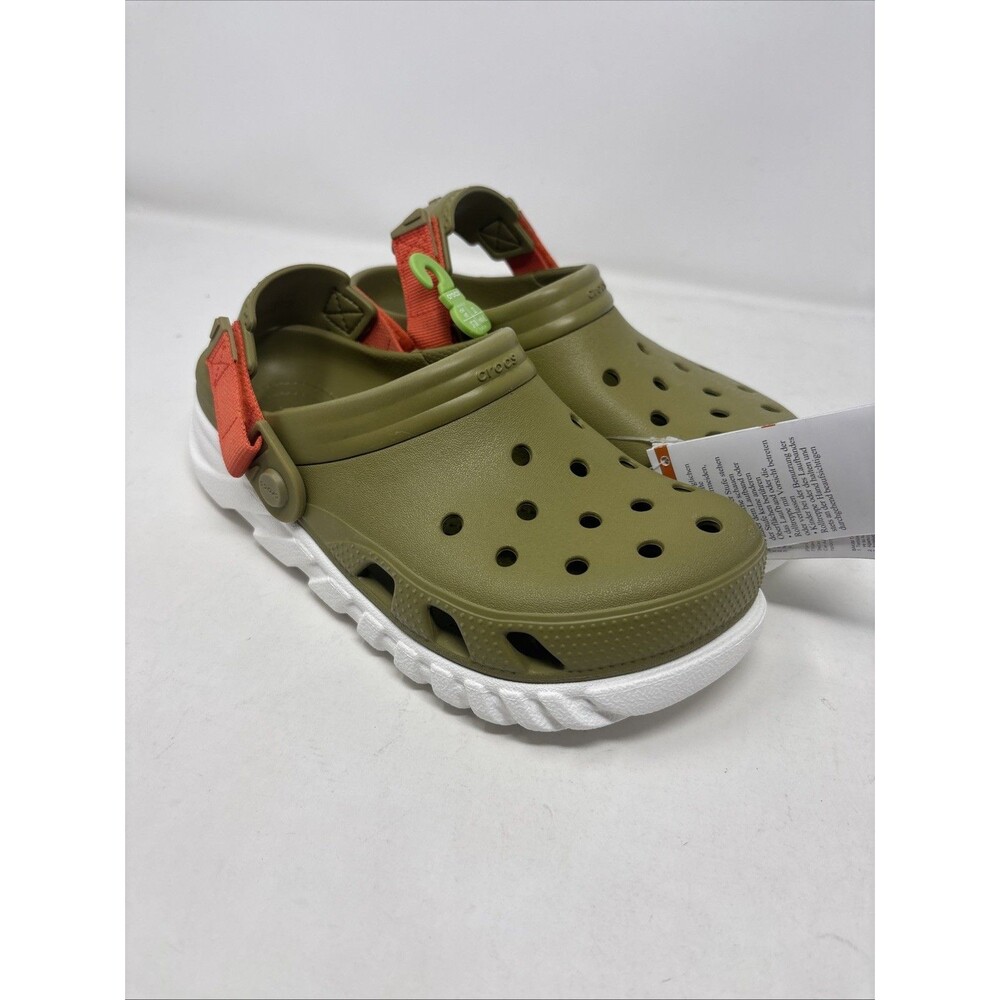Crocs Duet Max II Clogs Men’s 5 Women’s 7 Aloe Green Orange Strap NWT